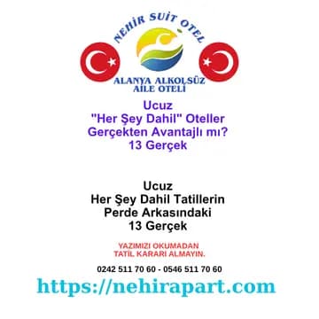 Alanya'da ucuz her şey dahil tuzakları: 13 gerçek. Kullanmadığın hizmet, alkol maliyeti, kalabalık kuyruk. Nehir Suit Otel: mahremiyet ve şeffaf fiyat.