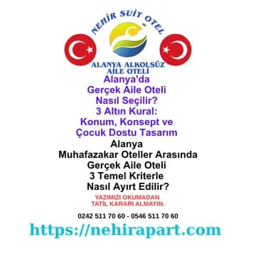 <p><span style="white-space-collapse: preserve;"><b>Alanya gerçek aile oteli 3 altın kural: 100 m plaj, alkolsüz konsept, hanım saati havuz. Nehir Suit Otel'de helal kasap ve yasal belge güvencesi.</b></span></p><div></div>