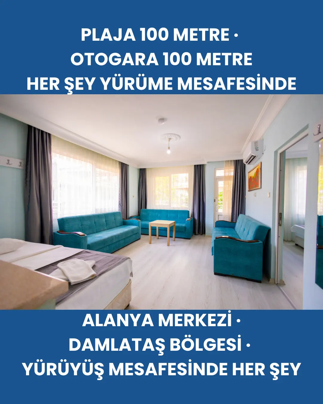 Kalabalık Aileler İçin Uygun 1+1 Suit Dairenin Salonu